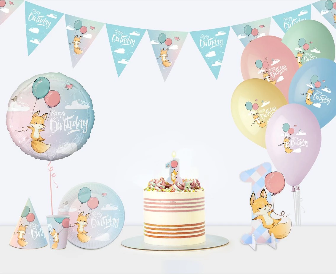 Talerzyki papierowe Kolekcja Happy Birthday - Lisek, 18 cm/ 6 szt. KK